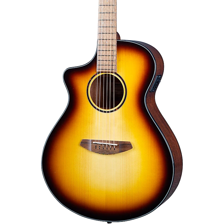 Discovery Spruce Mahogany Left Handed Concert Acoustic Electric Guitar Edge Burst