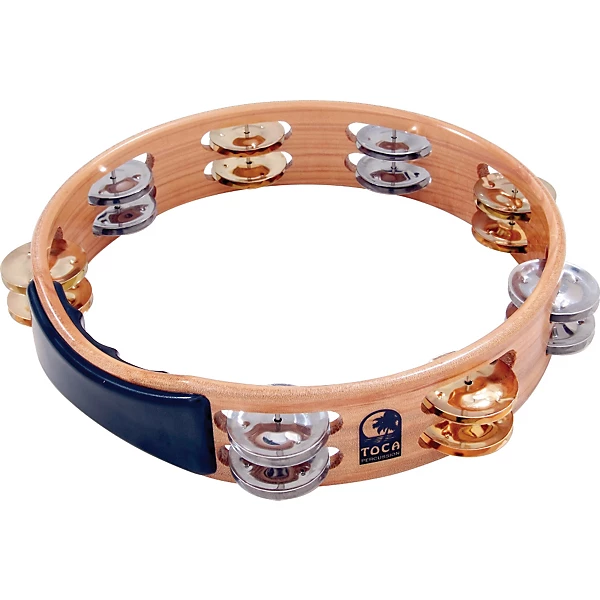 Acacia Tambourine with Brass Nickel Jingles 10 in
