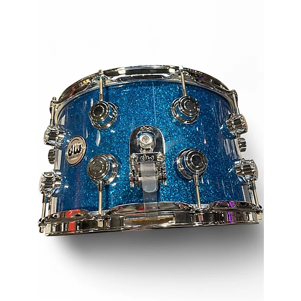 DW Used DW 8X14 Collectors Series Snare Blue Sparkle Drum.gc