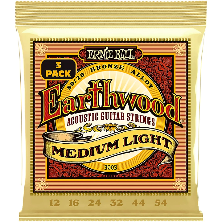 3003 Earthwood 80 20 Bronze Medium Light Acoustic Strings 3 Pack
