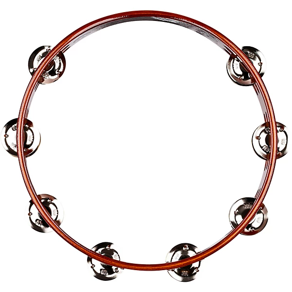 Wood Tambourine Two Rows Steel Jingles