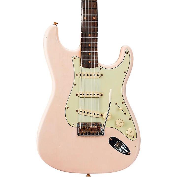 Fender Custom Shop Limited Edition '60 Stratocaster Journeyman Relic Rosewood Fingerboard Electric Guitar Super Faded Aged Shell Pink