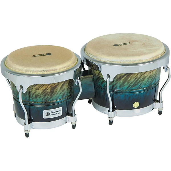 LP Performer Series 2 Piece Conga and Bongo Set with Chrome Hardware Blue Fade