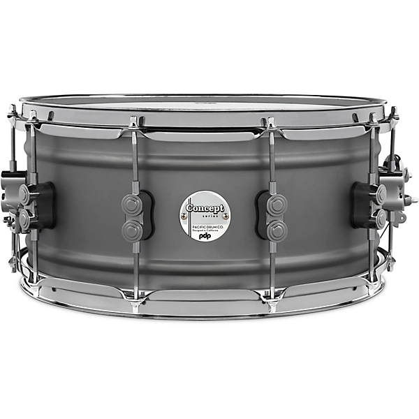 Concept Series Gun Metal Over Steel Snare Drum With Black Nickel Hardware