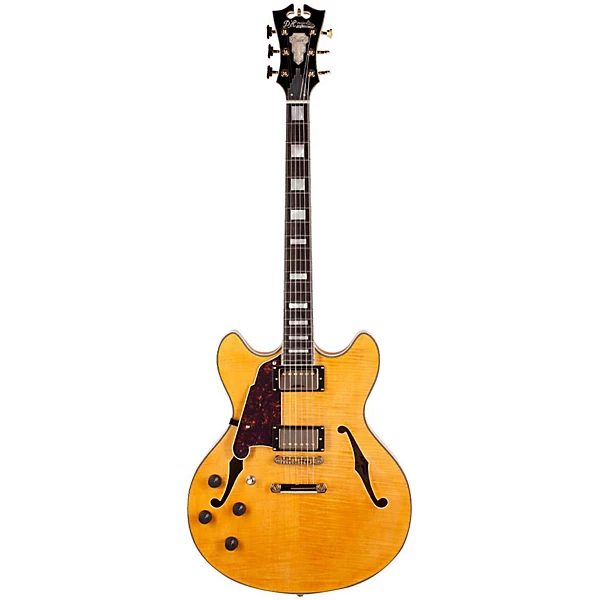 D'Angelico Excel Series DC Left Handed Semi Hollowbody Electric Guitar with Stopbar Tailpiece Natural
