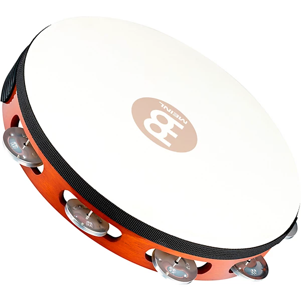 MEINL Goat Skin Wood Tambourine One Row Aluminum Jingles African Brown