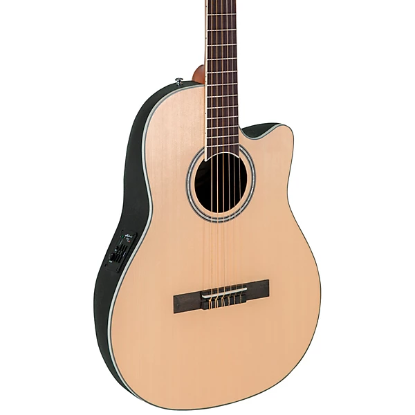 Applause AB24CS 4S Traditional Series Mid Depth Spruce Nylon String Classical Acoustic Electric Guitar Natural