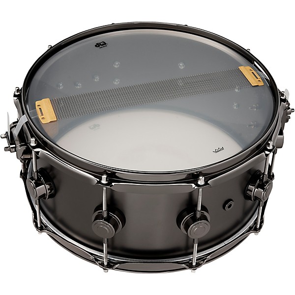 Collectors Series Satin Black Over Brass Snare Drum With Satin Chrome Hardware