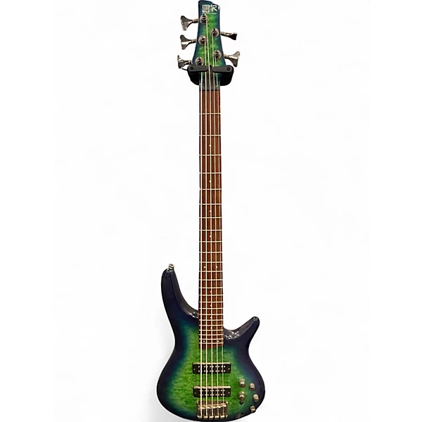 Used Ibanez SR405 5 String GREEN BURST Electric Bass Guitar