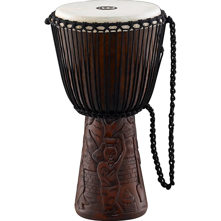 MEINL Professional African Djembe Level 1 Large African Village Carving 580757004121523.gc