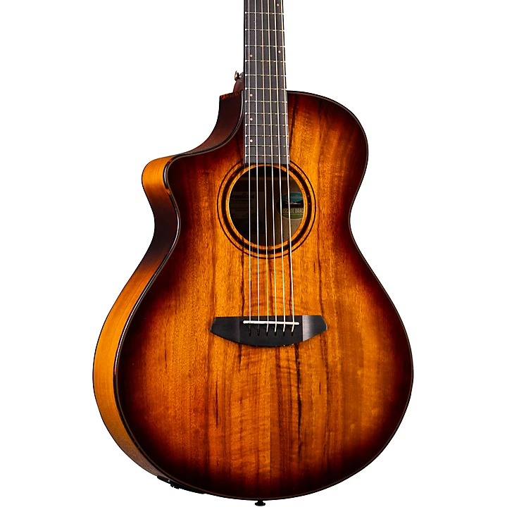 Breedlove Pursuit Exotic All Myrtlewood Left Handed Concert Acoustic Electric Guitar Tiger's Eye