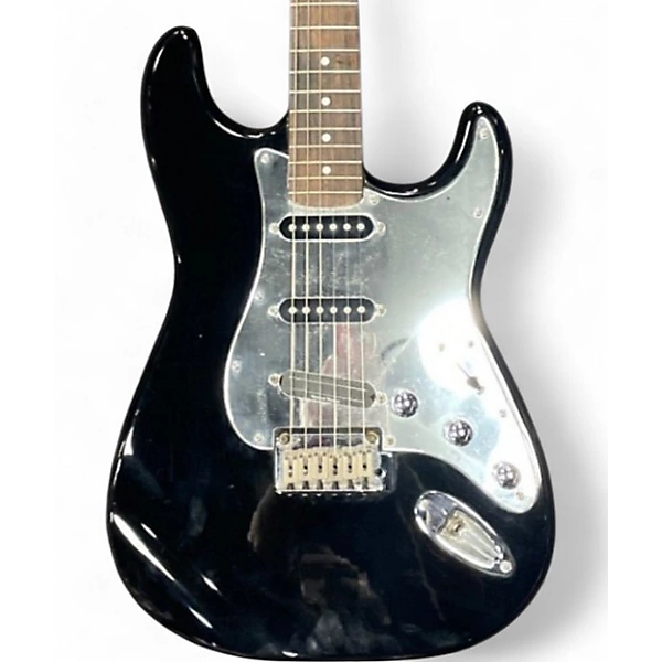 Used Squier LIMITED EDITION HOT RAIL Black Solid Body Electric Guitar