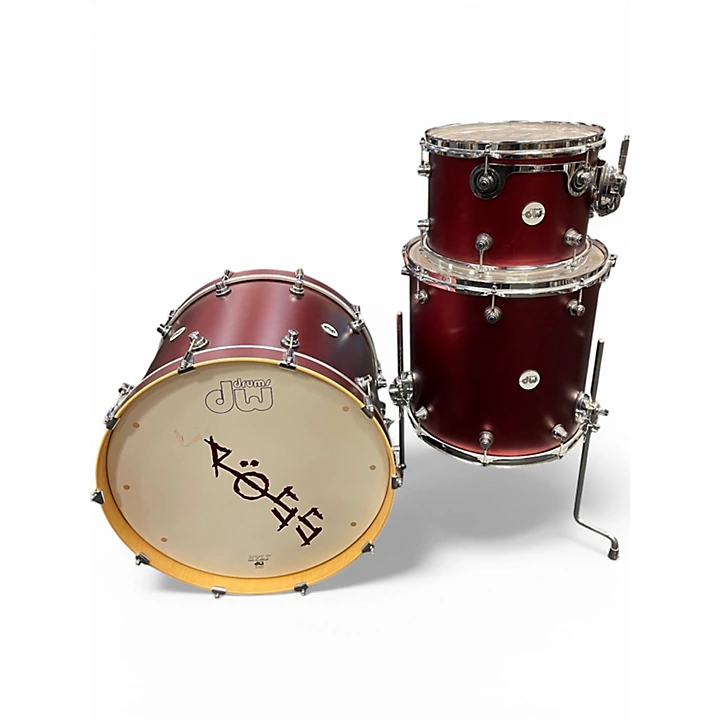 DW Used DW 3 Piece Design Series Crimson Satin Metallic Drum Kit.gc