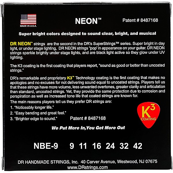 Hi Def NEON Blue Coated Light 9 42 Electric Guitar Strings