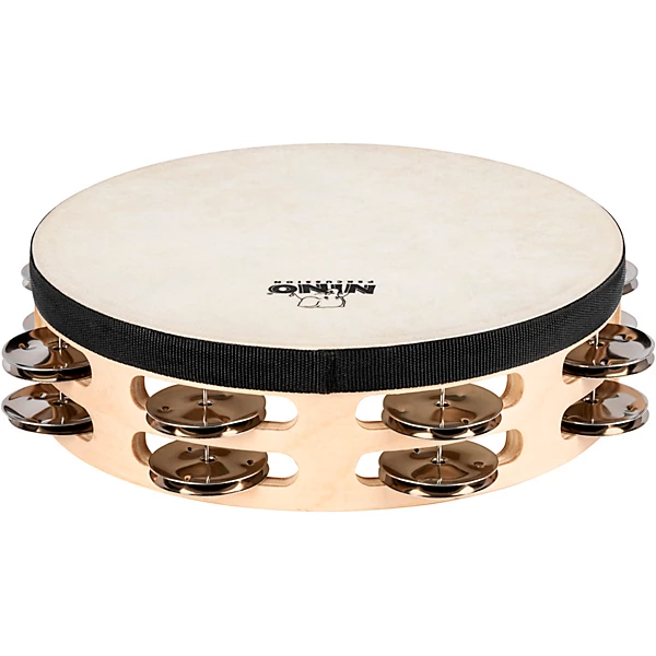 Double Row Headed Wood Tambourine Natural 8 in