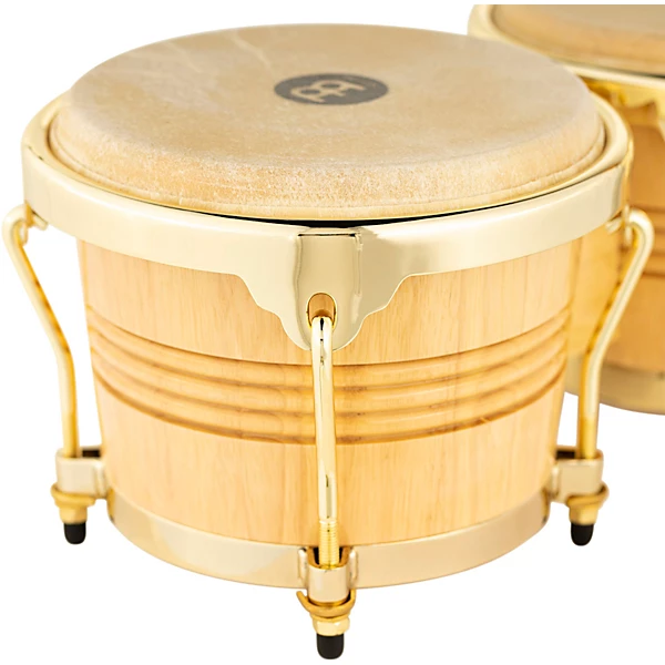 Rubber Wood Bongos with Gold Tone Hardware Natural