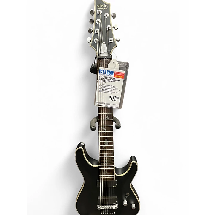Used Schecter Guitar Research DAMIEN PLATINUM 7 Flat Black Solid Body Electric Guitar