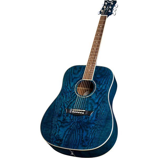 Dean AXS Dreadnought Quilt Acoustic Guitar Transparent Blue