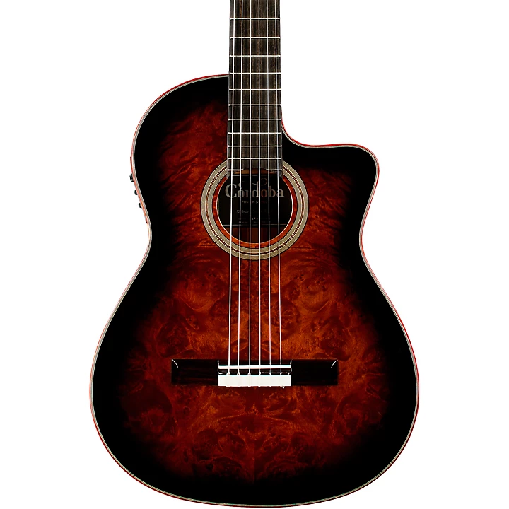 Cordoba Fusion 12 Exotic Top Nylon String Classical Acoustic Electric Guitar Brown Sugar Burst