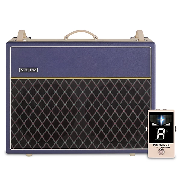 VOX AC30 Custom 30W 2x12 Limited Edition Tube Guitar Combo Amp w KORG Pitchblack X Pedal Tuner Blue Cream