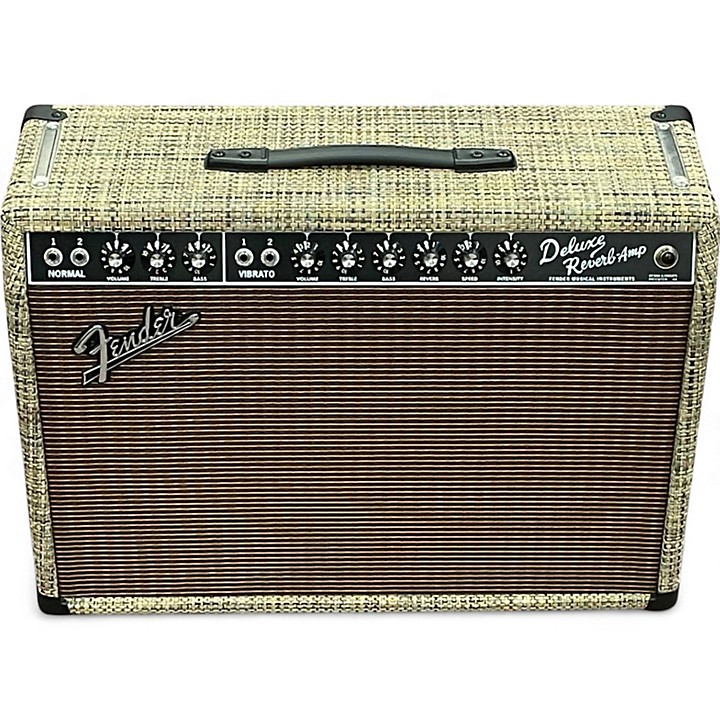 Used Fender Limited '65 Deluxe Reverb   Chilewich Bark Tube Guitar Combo Amp