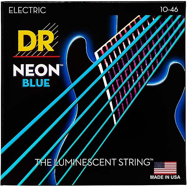 Hi Def NEON Blue Coated Medium 10 46 Electric Guitar Strings