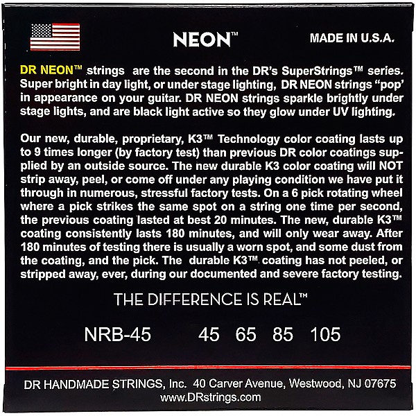 Hi Def NEON Red Coated Medium 4 String 45 105 Bass Guitar Strings