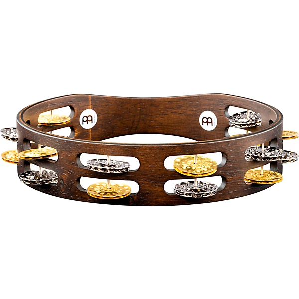 MEINL Vintage Wood Tambourine with Dual Alloy Jingles 10 in. Walnut Brown