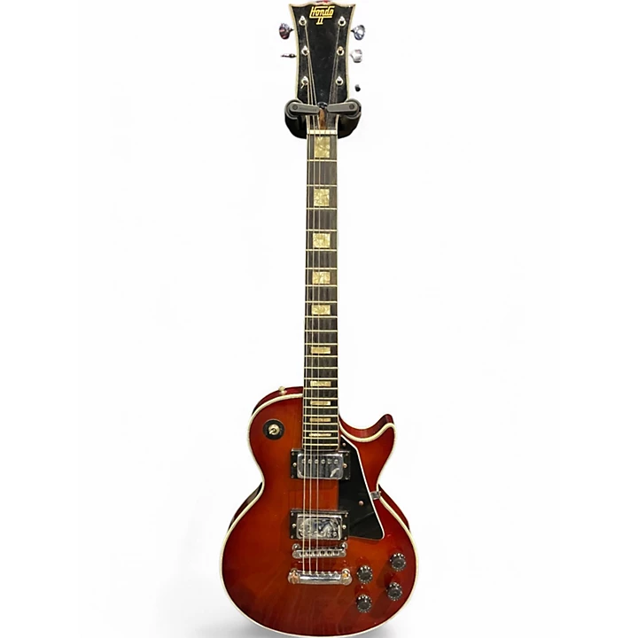 Vintage 1970s Hondo 1970's 2pu Electric Cherry Sunburst Solid Body Electric Guitar
