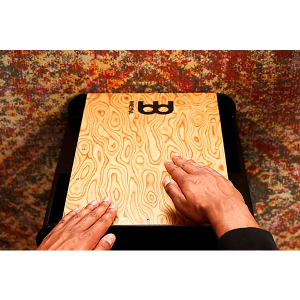 Vertical Subwoofer Snare Cajon Black Makah Burl Frontplate