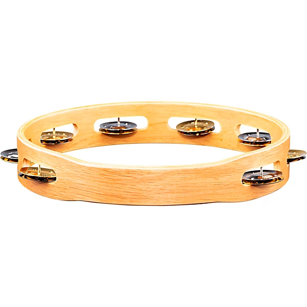 Recording Combo Wood Tambourine One Row Dual Alloy Jingles Super Natural