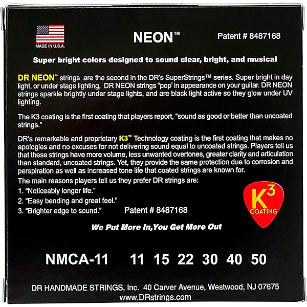 Hi Def NEON Multi Color Coated Medium Lite Acoustic Guitar Strings