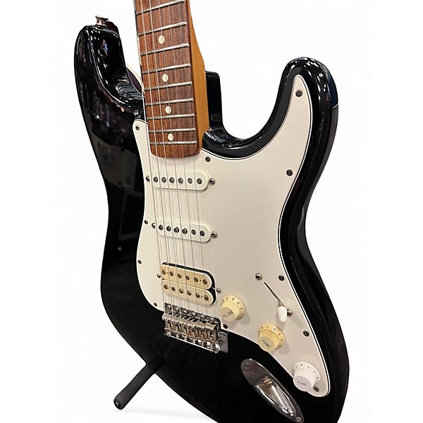 Used Fender Player Stratocaster Black and White Solid Body Electric Guitar