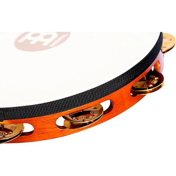 Traditional Goat Skin Wood Tambourine Single Row Brass Jingles