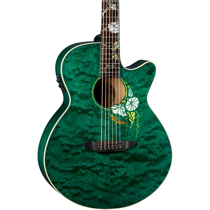 Flora Moonflower Acoustic Electric Guitar Transparent Mallard