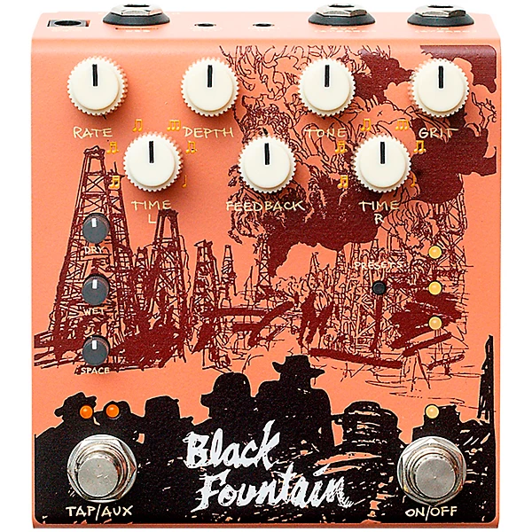Black Fountain Stereo Delay Effects Pedal Terracotta