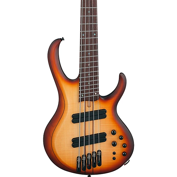 BTB705LM 5 String Multi Scale Electric Bass Guitar Natural Browned Burst Flat