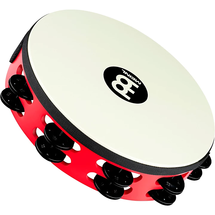 Touring Synthetic Head Wood Tambourine Two Rows Red