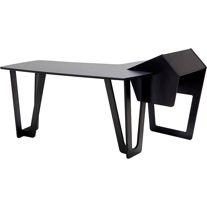 AIRE Edit Workstation with 8ru Rack on Right Hautelink Desktop Black Legs Left