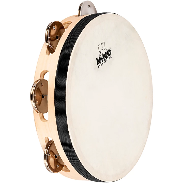 Nino Single Row Headed Wood Tambourine, Natural 8 in.