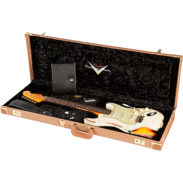 Fender Custom Shop Limited Edition '62 Stratocaster Heavy Relic Electric Guitar Aged Olympic White over 3 Color Sunburst