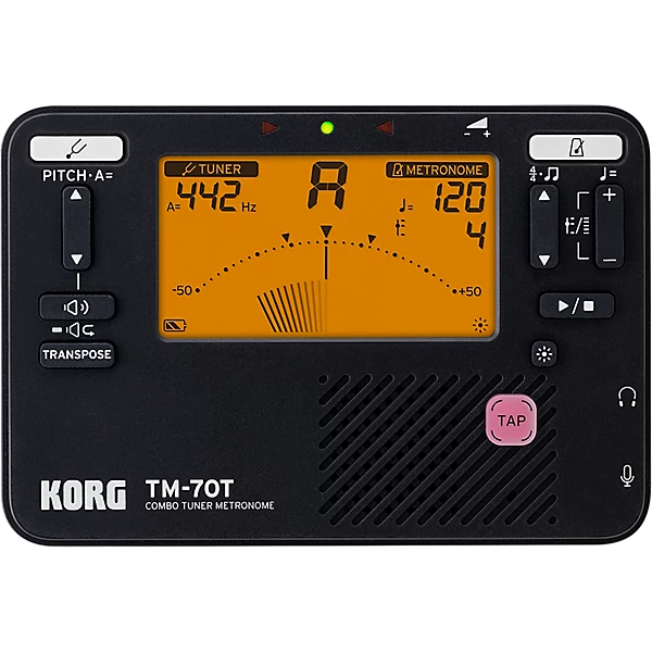 KORG TM 70 Tuner Metronome and CM 400 Contact Microphone Combo Level 1 Black M11404004001000.gc