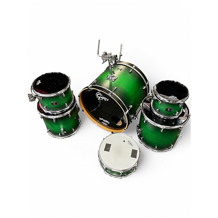 Gretsch Drums Used Gretsch Drums 6 Piece Catalina Maple Trans Green Drum Kit.gc