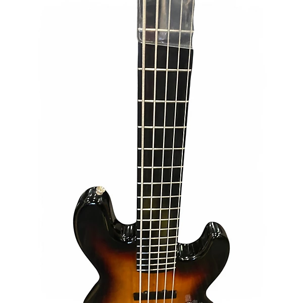Used 2007 Squier Deluxe Jazz Bass Active V 5 String 2 Color Sunburst Electric Bass Guitar