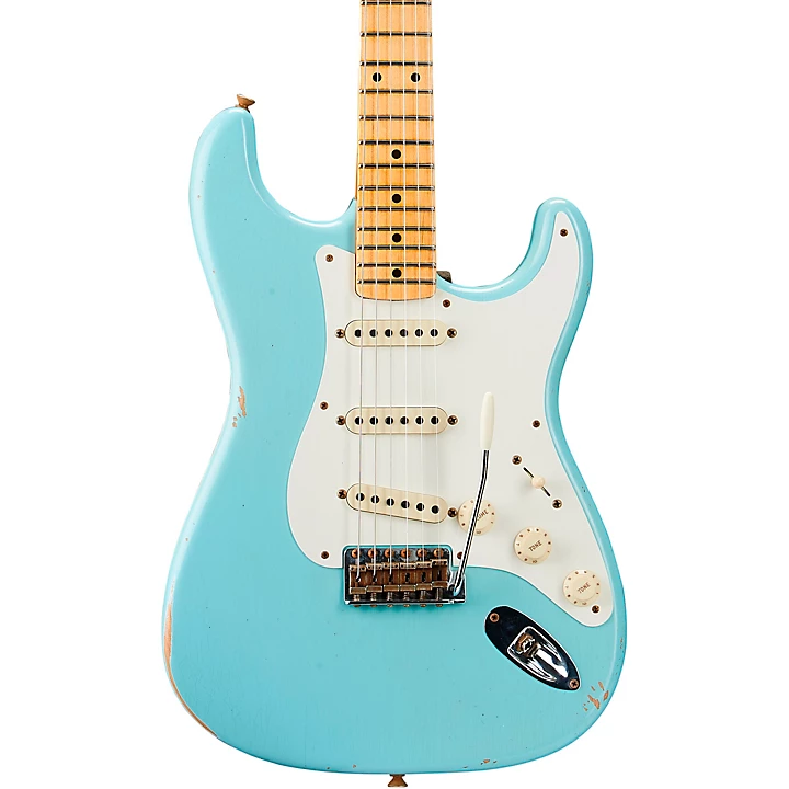 Fender Custom Shop Limited Edition '57 Stratocaster Relic Electric Guitar Faded Aged Daphne Blue