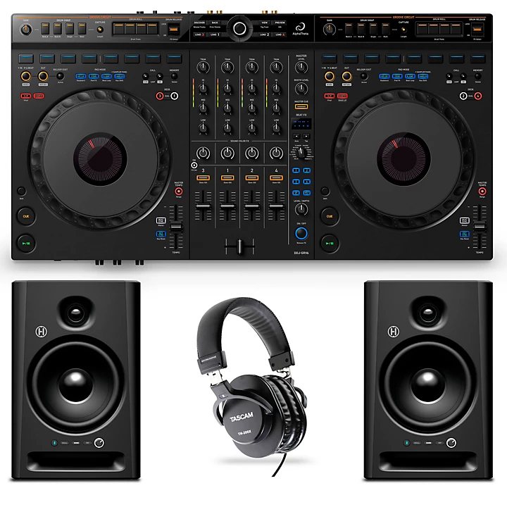 DDJ GRV6 Home DJ Bundle with Harbinger Monitors and Tascam Headphones