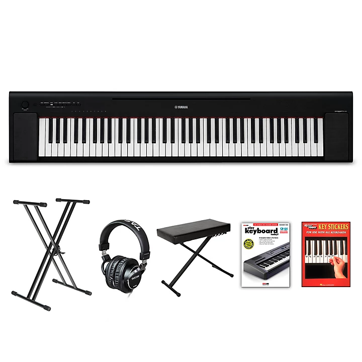 Piaggero NP 35 76 Key Portable Keyboard With Power Adapter Black Beginner Package