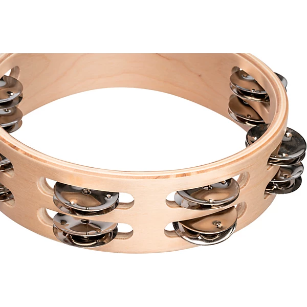 Nino Double Row Wood Tambourine, Natural 8 in.