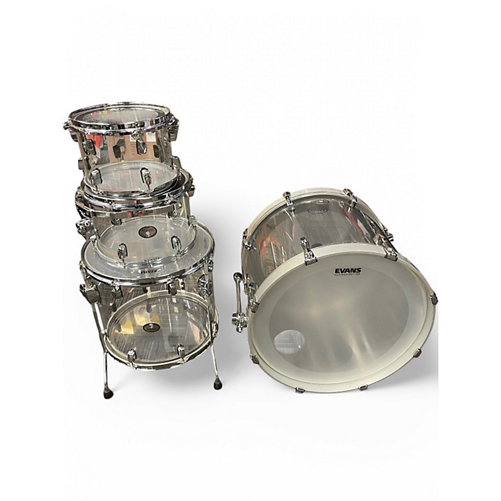 Used 2015 TAMA 4 Piece Silverstar Limited Edition Clear Acrylic Shell Pack Clear Drum Kit