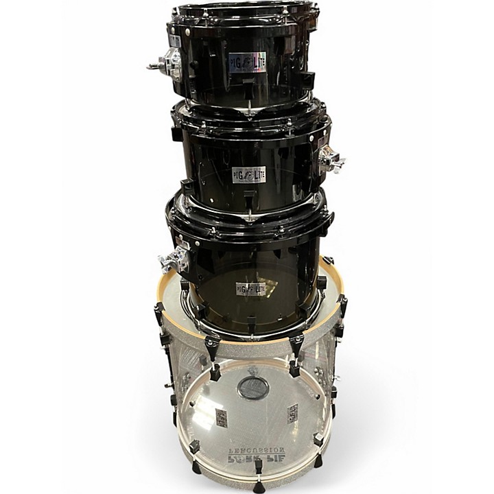 Pork Pie USA Used Pork Pie USA 4 Piece Pig Lite Acrylic Smoke Transparent Drum Kit.gc